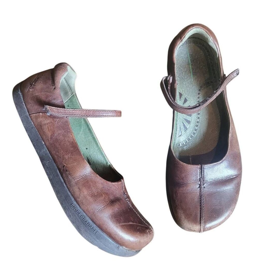 Earth Shoes Mary Janes Women's 9.5 Brown Kalso Solar Brown Leather Comfort
